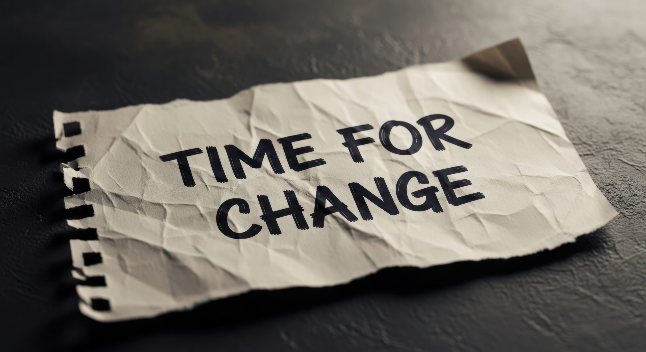 message on crumpled paper encourages people to embrace change and take action in their lives